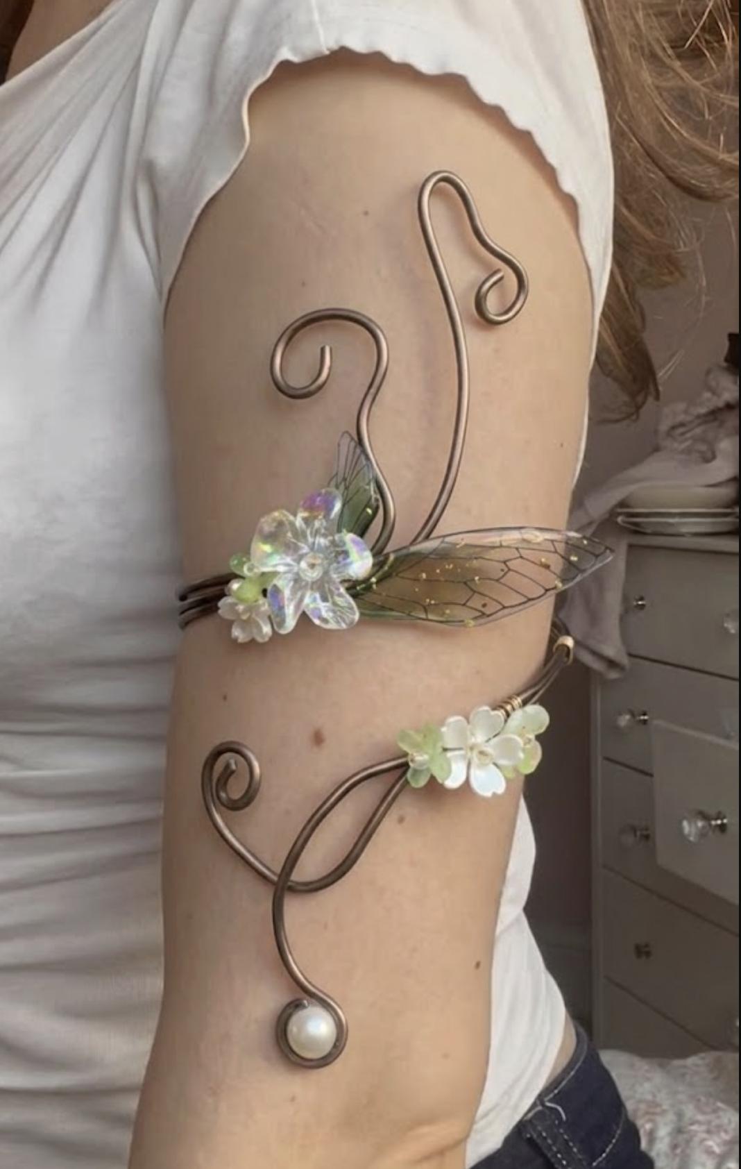 Asthetic Dreamy Tinker Flower Arm Cuff  Soft Girl Handmade Summer Aesthetic Jewelry