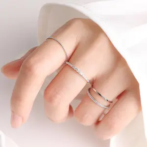 Meissa Dainty Stackable Ring Set of 4, 925 Sterling Silver Ultra Thin Delicate Diamond Stacking Rings Minimalist Mixed Set of Dainty Ring Unique Mom Gift