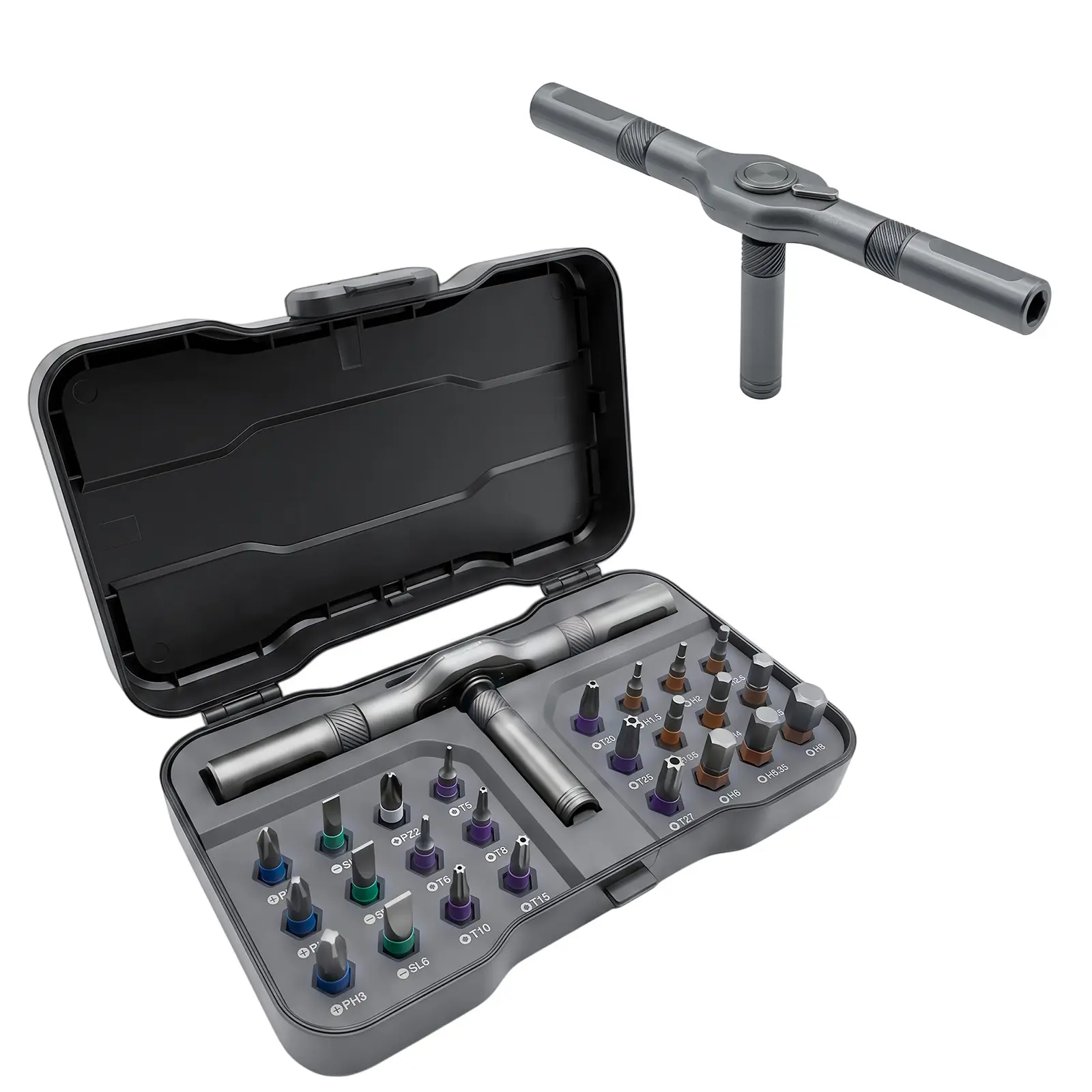 DGAPHRO 24 in 1 Magnetic Screwdriver Set, Ratchet Screwdriver Set Magnetic, DIY Ratchet Handle Detachable Versatile Tool Kit for PC, Furniture, Bicycle