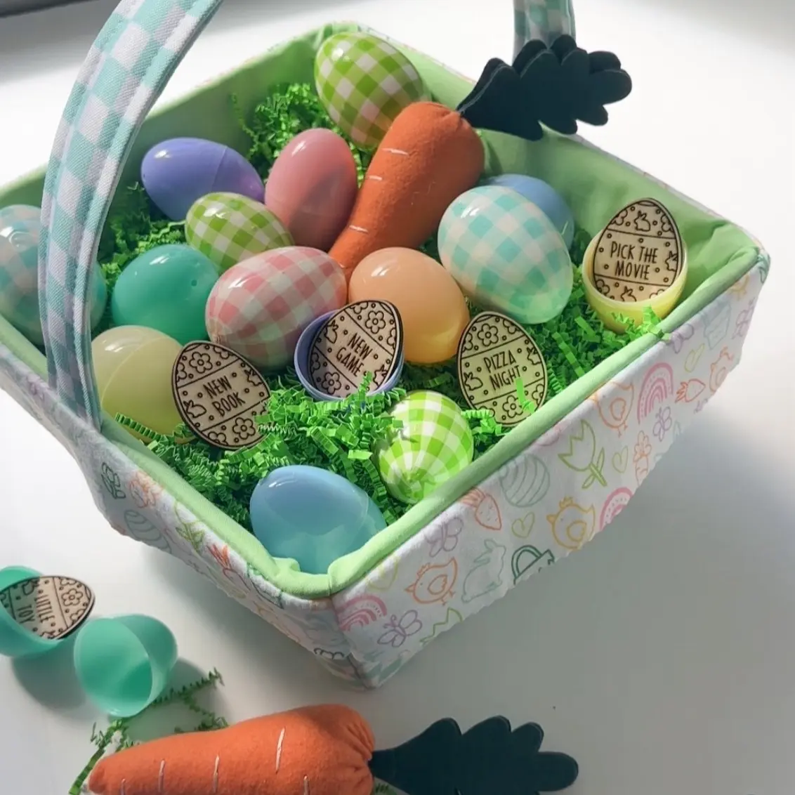 Pre-stuffed Easter Eggs with Wooden Egg Tokens: Set of 12 Eggs (Stuffed for You)