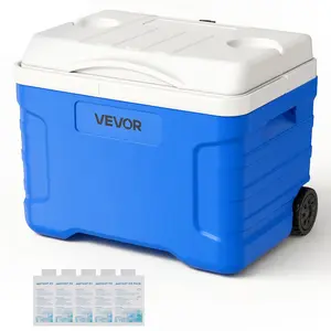 【FathersDayGift】VEVOR Hard Cooler, 21QT Portable Rolling Cooler with Wheels, Leak-Resistant Coolbox Keeps Contents Cool for 48 Hours, Ice Retention Insulated Chests, Ultra-Light for Outdoor Picnics, Grill, Camping