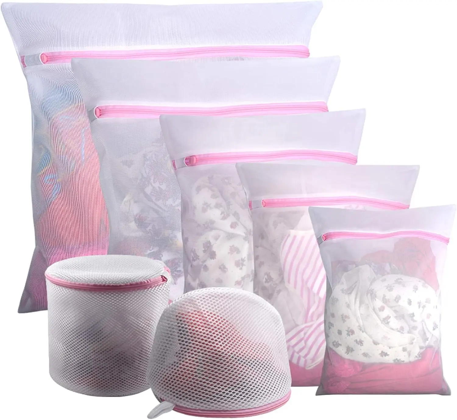 7Pcs Mesh Laundry Bags for Delicates with Premium Zipper, Travel Storage Organize Bag, Clothing Washing Bags for Laundry, Blouse, Bra, Hosiery, Stocking, Underwear, Lingerie