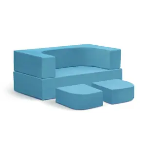 Bellemave Kids Modular Convertible Sofa Bed - Multi-Functional Children’s Indoor Furniture with Wooden Bookshelf, Anti-Tipping Design, Compact Fit for Small Playroom, Bedroom