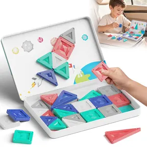 Travel Magnetic Tiles 40PCS Mini Magnetic Tiles Building Blocks Set, Portable Road Trip Activities & Outdoor Camping Toy for Kids, STEM Educational Toys for Toddlers Boys Girls Ages 3+