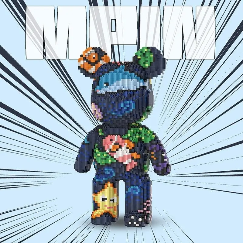 [Mother's Day]7000 Pieces Creative Bear Building Blocks Set, 43cm High Sea World Medium Size, Unisex Gift Toy, Home Decoration