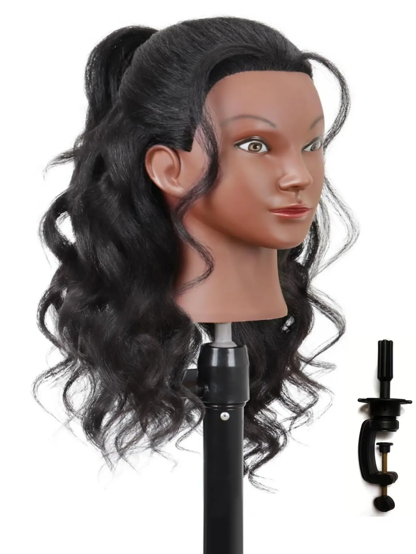 Realistic Doll Head Model with Human Hair, 16 Inch Beauty Mannequin Head for Hairstyling Practice, Includes Free Small Stand, Practice Tool, Hairstylist
