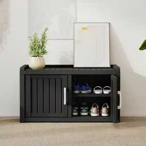 45 Gallon 2 - Tier Shoe Organizer Cabinetwith Doors, Multipurpose Storage Cabinet for Living Room, Bedroom, Entryway