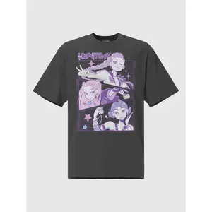 Netflix KPop Demon Hunters HUNTR/X Oversized Faded T-Shirt – Vintage Streetwear Tee