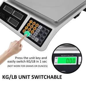 Digital Commercial Price Scale 88lb/40kg Price Computing Scale, Food Produce Counting Weight Scale with Dual LCD Display for Farmers Market, Retail Outlets, Meat Shop, Deli