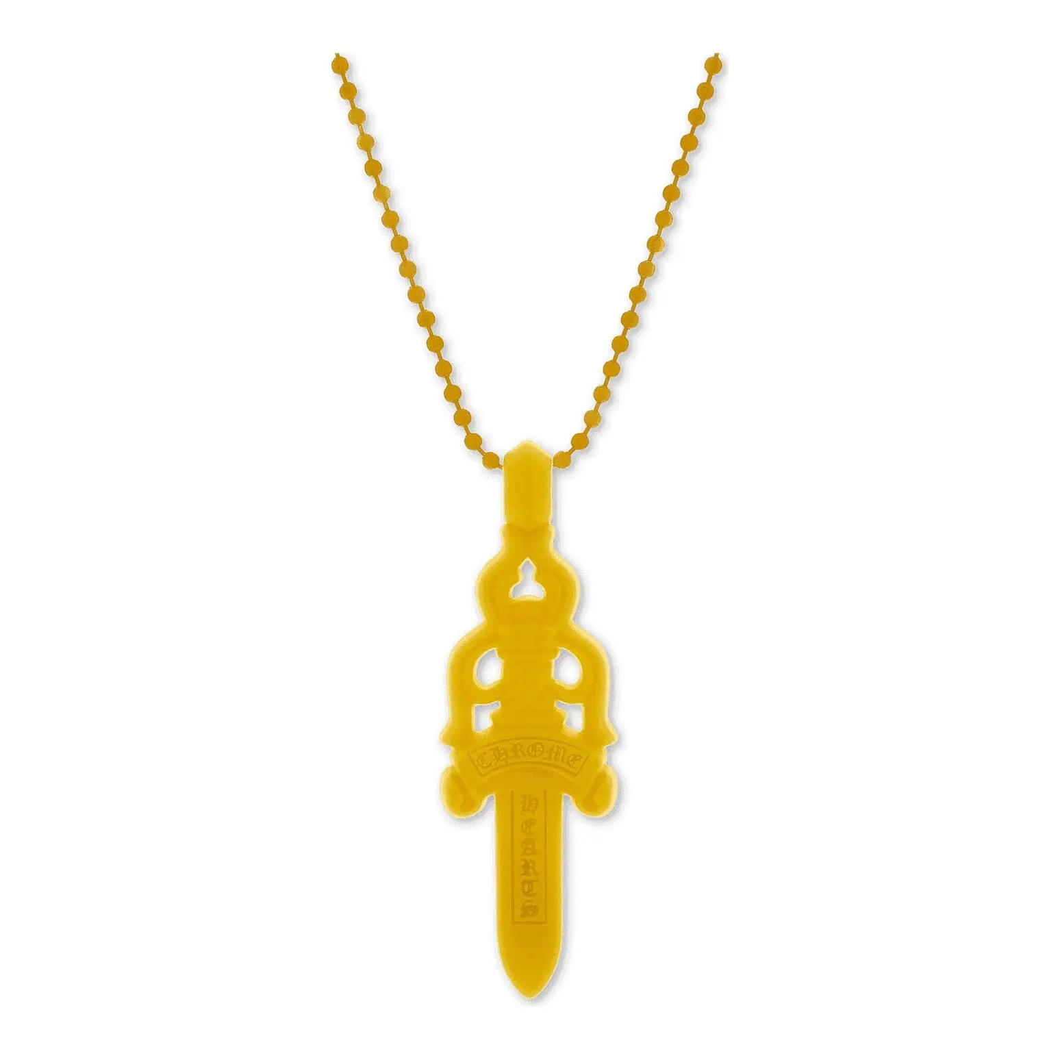 Unisex Yellow Dagger Pendant Necklace - Flexible Silicone Design, Authentic Item, In Stock Ready to Ship, Brand New Streetwear Costume Jewelry, Casual Outfits