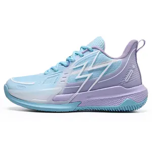Women's Sneakers Basketball Shoes, Training Shoes Casual Shoes, Athletic Footwear Daily Wear Footwear, Breathable Mesh Upper Shock-Absorbing Cushion Midsole, Pastel Blue Purple Gradient Aesthetic Bold Lightning Detail Vibe Footwear for Training & Daily We