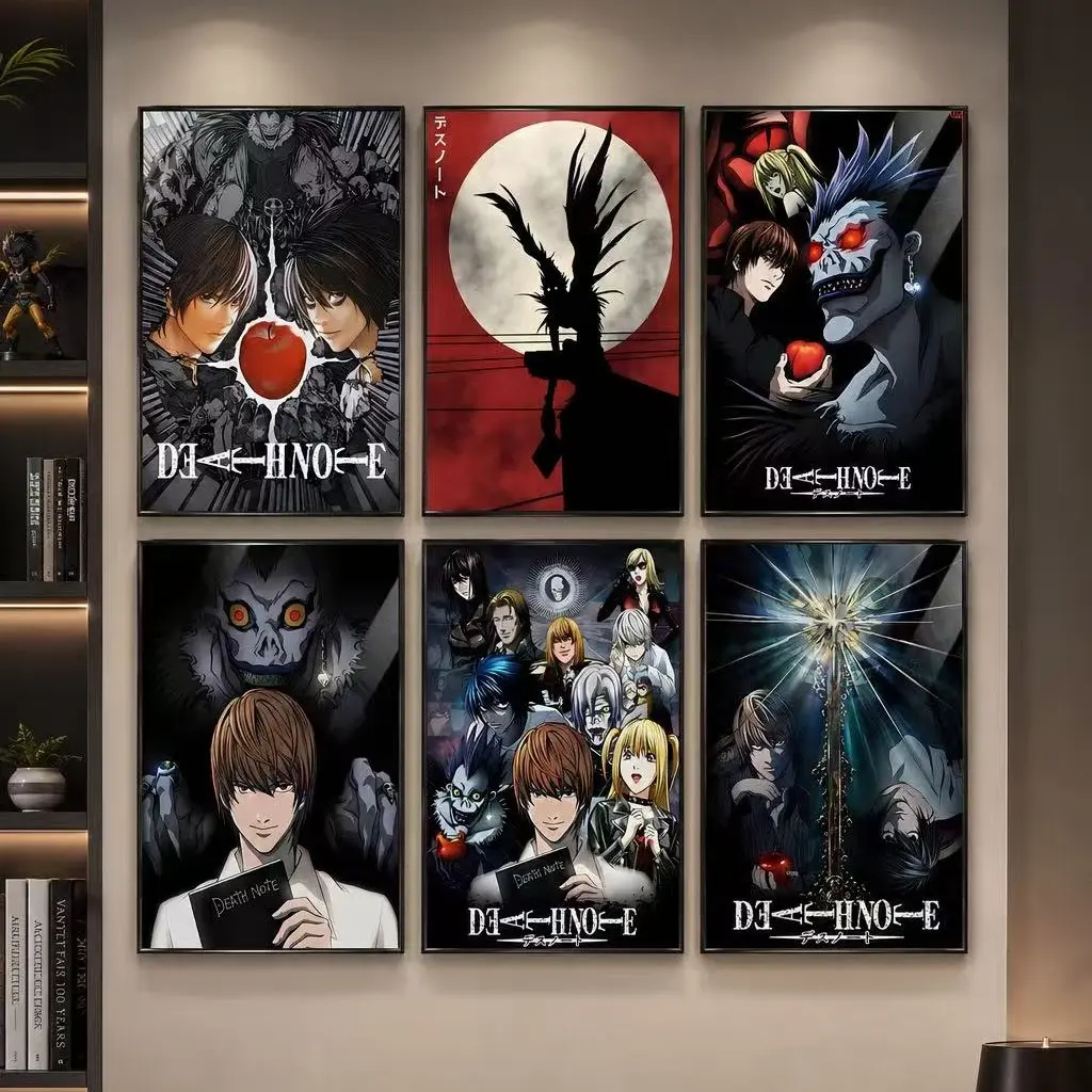 Death Note Anime Canvas Poster Print - Aesthetic Wall Art Room Decor for Bedroom Dorm Living Room, Eco-Friendly Fade-Resistant Waterproof UV-Protected Vibrant Colors, Trendy Otaku Manga Gift, Dark Academia Aesthetic