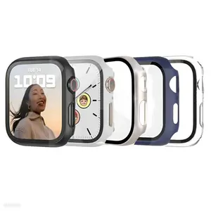 5 Piece PC + Tempered Glass Watch Case Set, Drop Resistant Fashion Casual Protection, Compatible with Apple Watch Series Ultra/se/10-1