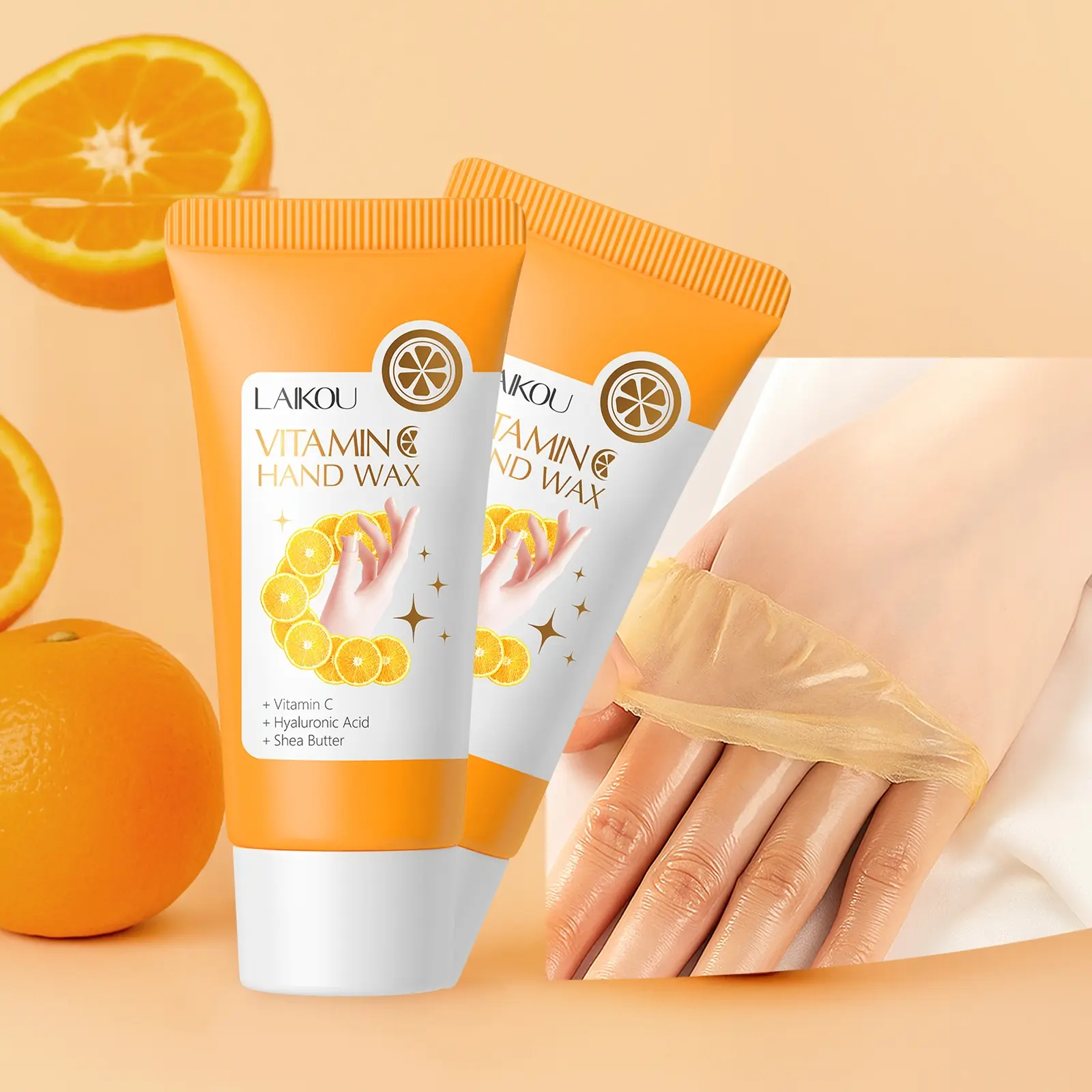 Vitamin C Hand Wax 50g, Hand Mask, Moisturizer, Moisturizing, Hydrating & Nourishing Formula, Gentle Exfoliating Balm for Dry Hands