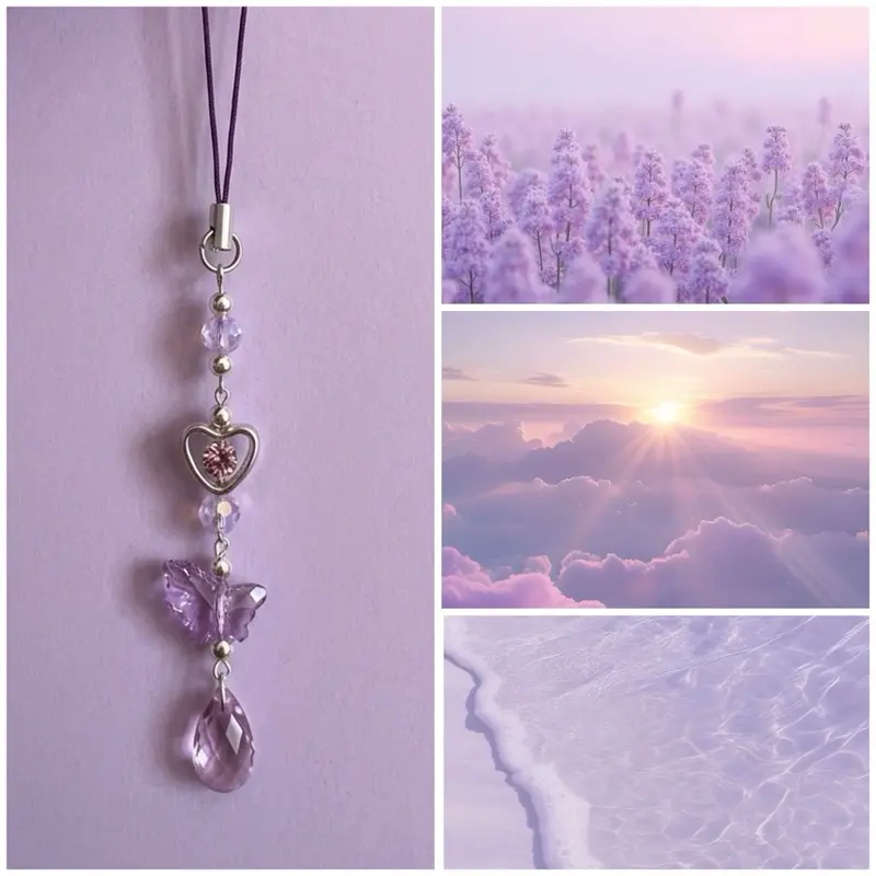 Y2K Purple Teardrop Phone Charm Strap, Compatible with Mobile Phones, Cameras and Wallets