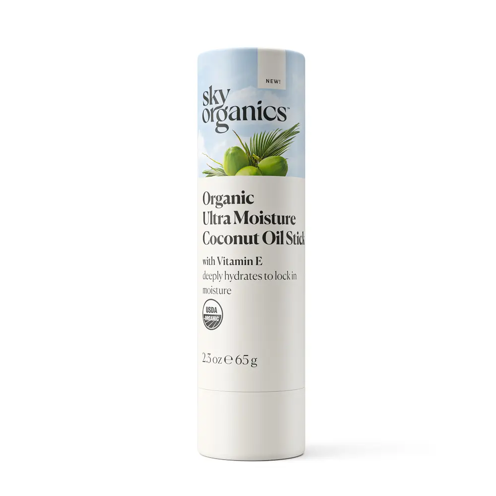 Sky Organics Organic Coconut Oil Ultra Moisture Skin Care Stick, Moisturizer for Dry Skin with Organic Argan Oil & Vitamin E, Helps Hydrate, Condition, Soften & Smooth Skin Moisturizing Beeswax Smoothing Soothing