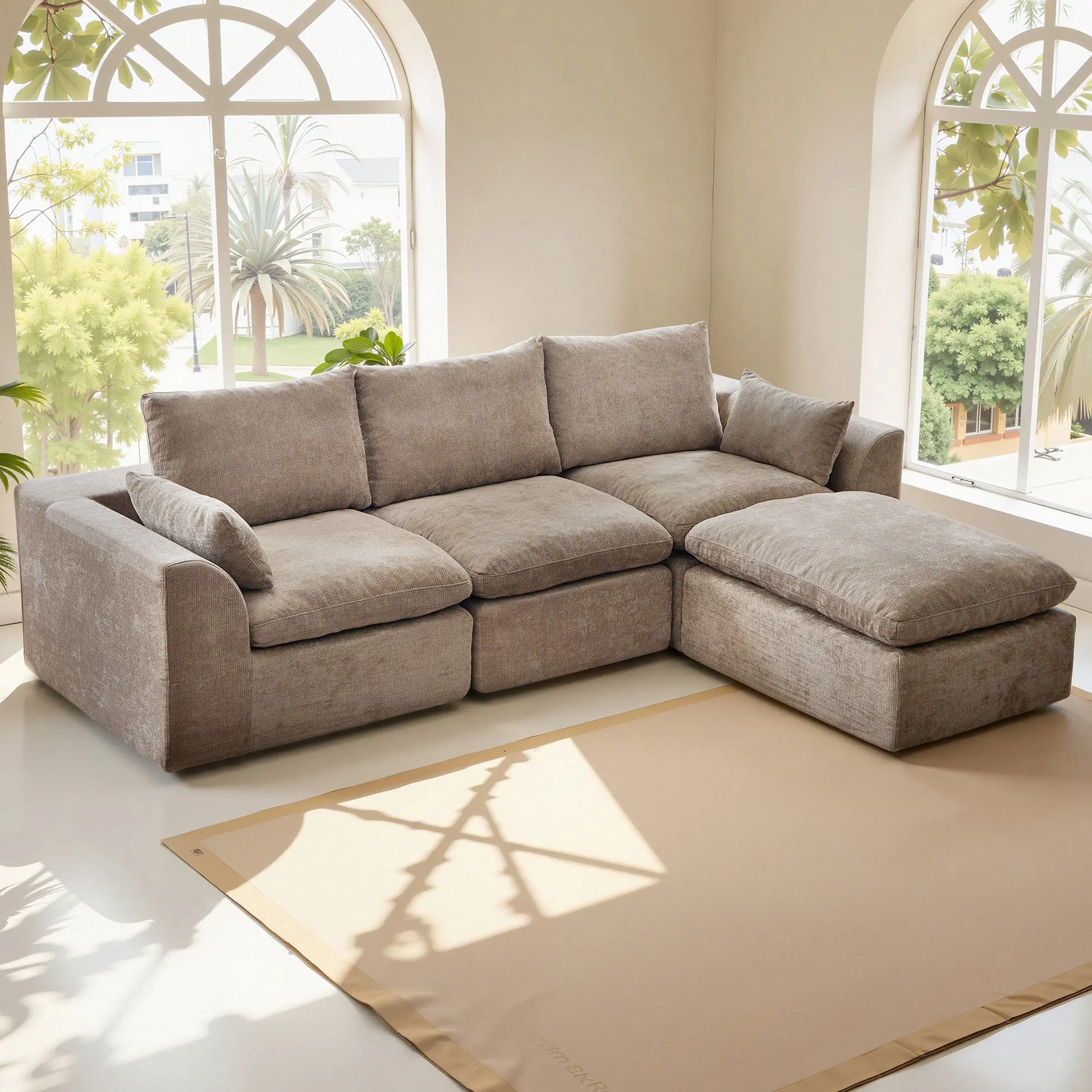 108” Vacuum Sealed Cloud Sofa - Expandable Modular Couch, No Assembly, Quick Expand, 2 Separate Packages, Easy Carry for Small Apartment, Trendy Living Room Upgrade