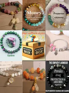 1pc surprise gift box randomly sent, more than 12 Women's Natural Stone Beads Bracelet, Solstice gemstone bracelet, different styles, suitable for birthdays, festivals, party gifts, surprise gift boxes, Women's gifts
