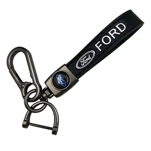 Ford Leather Keychain – Premium Key Fob Holder for F-150, Mustang, Explorer, Escape, Fusion, Edge, Ranger, Focus & All Ford Models | 360° Rotating Screw-Free Metal Car Key Strap | Heavy-Duty Genuine Leather Keychain Gift for Men & Women