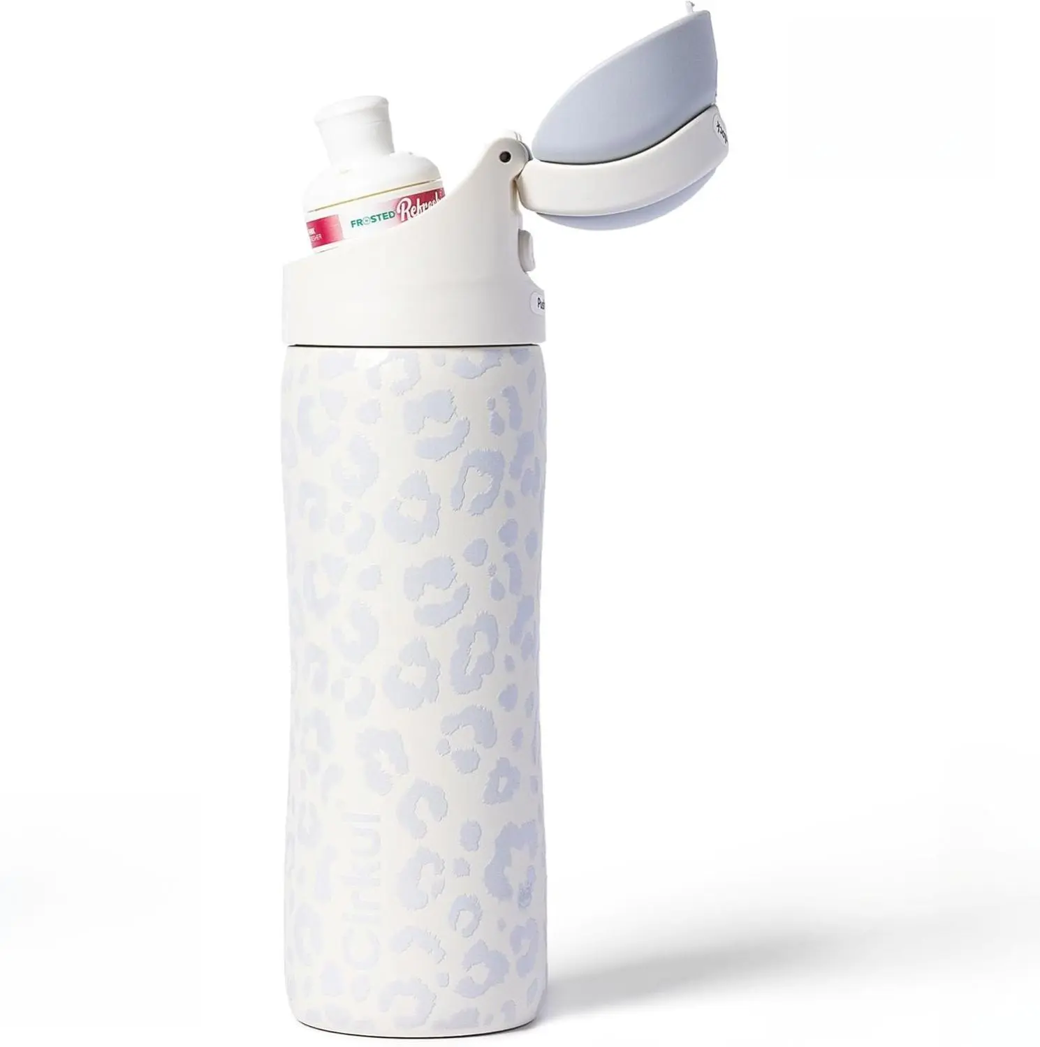 CIRKUL 26oz Classic Leopard Print White Insulated Stainless Steel Leak-Proof Water Bottle for Adults, with StrawSip Flip Straw Cap, Portable Reusable Kitchenware Drinkware Flask