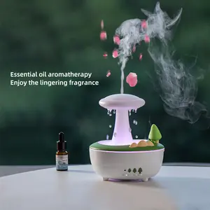 Forest Mushroom Air Humidifier Raindrop Aromatherapy Machine Home Aromatherapy Machine Essential Oil Diffuser Desktop Colorful Night Light