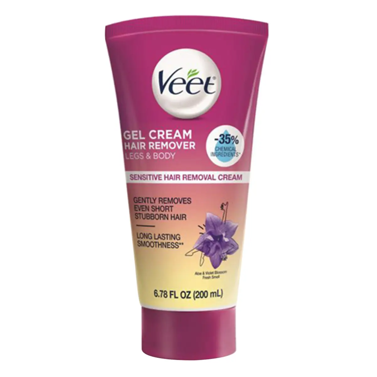 Veet Botanic Inspirations Sensitive Skin Formula with Aloe Vera and Vitamin E, Dermatologically Tested Hair Removal Gel Cream 6.76 Fl Oz. for Legs & Body Fragrance Smooth Cosmetic Moisturizer