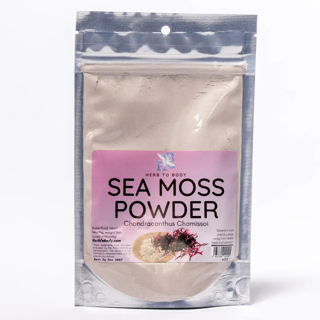 Sea Moss - 4 oz (113 g) | Flavor Hydration Powder - Multiple Use | Convenient Pouch Bag Packaging | Herb To Body