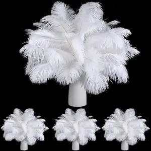 60 count  Ostrich Feathers Plumes for Wedding Party Centerpieces 12-14 Inch, 10-12 Inch, 8-10 Inches Vase Feathers Decor Flower Arrangement  Decoration DIY Crafts(White)