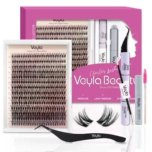 Lashes Waterproof DIY Lash Extension Kit, 10-16MM Wispy Lash Clusters Kit, Ultra-thin Soft Band Eyelash Extension Kit with Waterproof Lash Bond and Seal, Professional Lash Remover, Tweezers for Girls Gift Makeup Cosmetic (Flora/Magic)  Clear
