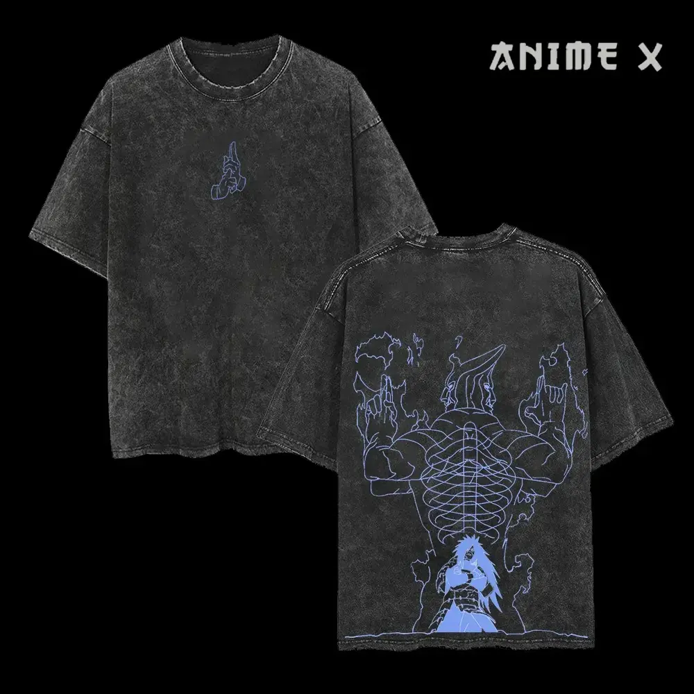 Retro Heavy Limited Uchiha Madara Susanoo Naruto Anime Double Printed Vintage Oversized Washed Tee Unisex Oversize Anime Manga Washed Heavyweight Cotton T-shirt, Gift For Anime Fan, Anime Lover