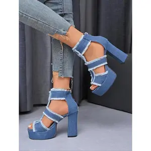 Women's Fashionable High Heel Sandals, Trendy Zipper Design Open Toe Sandals, Stylish Platform Sandals for Party, Dating, Wedding(Sheets)