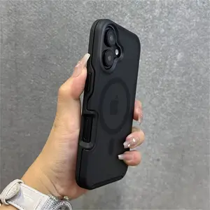Fin Colorful Armor Matte Magsafe Case for iPhone 16 15 14 13 12 11 Pro Max Plus 16 Magnetic Shockproof Wireless Charging Hard Cover