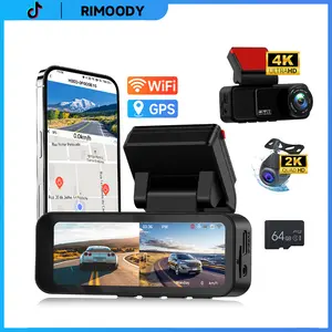 Rimoody 4K+2K 2 Channel Dash Cam Front and Rear Dash Camera for Cars 2 Channel Dash Cam Front and Rear,3.16inch IPS Dash Camera WiFi APP,G-Sensor Parking Mode,170° Loop Recording GPS Navi 3840×2160P, 64G TF Card