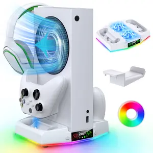 Upgraded Cooling Fan Stand for Xbox Series S with Charger Station, MENEEA Controller Charging Dock & Console Cooler System with 15 Colorful RGB Light & Headset Hook, Accessories for XSS Smartphone box controller xbox controller