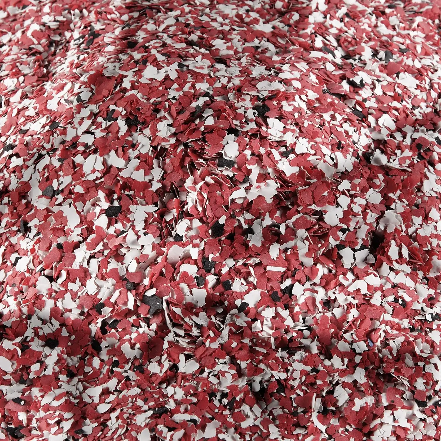2.4 KG / 5.3 LB Decorative Epoxy Floor Flakes  Chips 5-8 mm Blend Color Concrete Floor Coating Kit for Garage Wall Interior Exterior House Painting(Red, Black, White)