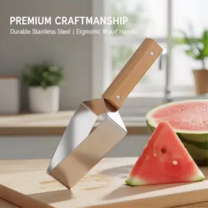 Stainless Steel Watermelon Cutter, Camping Melon Slicer Tool, 2-in-1 Fruit Cube Gadget for Home & Outdoor