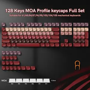 Womier PBT Keycaps, Red Jelly Keycap Berry Kiss Theme MOA Profile, 128 Keys Elegant Cute Custom Key caps for 61/68/84/87/98/100 Cherry Gateron MX Mechanical Keyboards