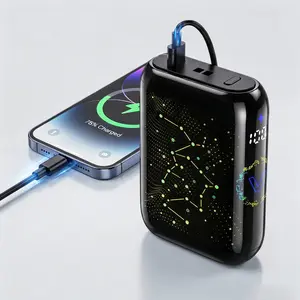 5000mAh Lithium-Ion Power Bank, 22.5W Fast Charging Portable Charger with Cables, LED Indicator, Neon Cool Lighting Effects, Tech Gadgets for Smartphones, Teenage Boy Gifts Travel Essential
