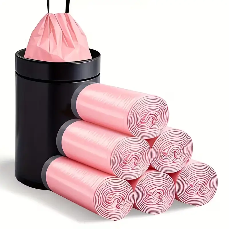 Drawstring Trash Bags 4 Gallon Heavy Duty Leakproof Foldable, 98 Pcs Disposable Plastic Bin Bags Multicolor for Home, Office, Bathroom, Bedroom Waste & Garbage Disposal, Portable