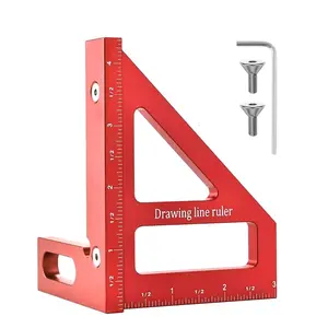 English 3D Multi-Angle Measuring Ruler, Aluminum Alloy Woodworking Square Protractor, Slant Cut Triangle Rule for Engineers ()