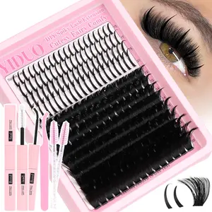 Eyelash Extensions Kit, 200D Long Lash Spikes, Thick Eyelash Clusters Volume Individual Lashes, Mega Cluster Eyelash Extensions, with Lash Bond and Seal, Eyelash Bond Glue, Lash Remover, Lash Tweezers, Eyelash Brush, Diy Lash Tools, DIY at Home, Cosmetic