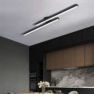 Parallel-Line Ceiling Light, Minimalist Aluminum Ceiling Light, Hardwired, 60cm (Requires Assembly and Drilling), For Bedrooms, Hallways, Dressing Rooms, Entryways, and Studies, Indoor Fixed Lighting Fixture, Warm Light, Modern Mood Lighting