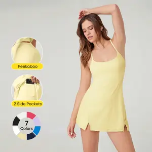 GLOWMODE FeatherFit-Air Elevate A-Line Built-In Peekaboo Short Pocket Mini Dress Low Impact Daily Summer