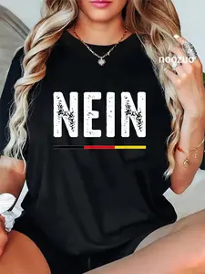100% Cotton Unisex Nein German No Saying Funny Germany Vintage T-Shirt