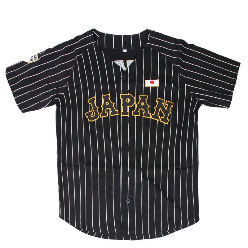 Sporty Men's Striped Embroidery Button V Neck Baseball Jersey, Loose Comfortable Breathable Short Sleeve Baseball Top, Sport & Outdoor Clothing for Men