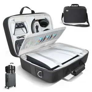 PS5 Travel Case, Hard Shell Portable Storage Bag Compatible with PS5 Console & PS5 Slim, Waterproof Shockproof Dustproof, Large Capacity Holds Controller Headset Game Discs Cables, Perfect Gift for Gamers
