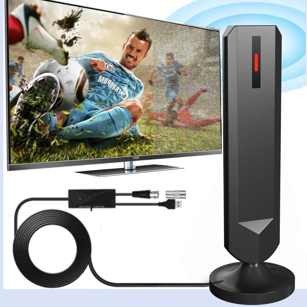 HWU Digital TV Antenna - Indoor Wireless Long-Range HDTV Antenna for Smart TVs, 1080p HD, 360° Reception, Easy Installation, No Cable Needed, Local Channel Access, 2025 Audio & Video Accessory, Upgrade TV Setup by Summerwins, Tv Antennas