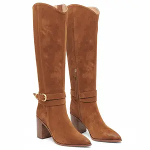 LUNETTA Embroidered Cowboy Cowgirl Boots for Women Round Toe Mid Calf Chunky Stacked Heel Western Boots Wedding Riding Party