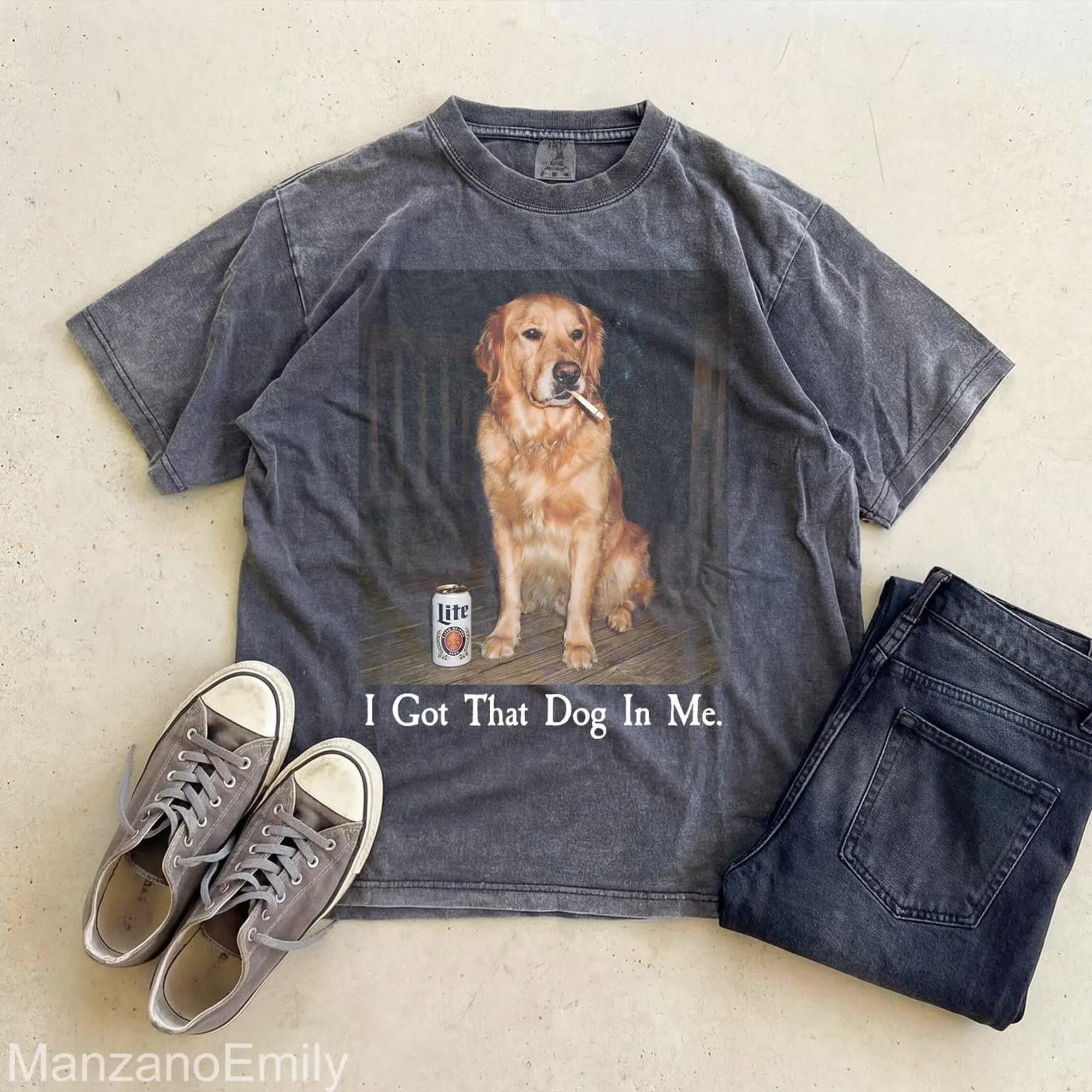 I Got That Dog In Me Comfort Colors Shirt, Funny Golden Retriever Meme Tee, Ironic Dog Smoking Shirt, Vintage Graphic T-Shirt, Sarcastic Dog Dad Gift