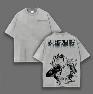 Todo - Jujutsu Kaisen Anime Double Printed Vintage Washed Tee Unisex Oversize Heavyweight Cotton T-shirt for JJK Fans
